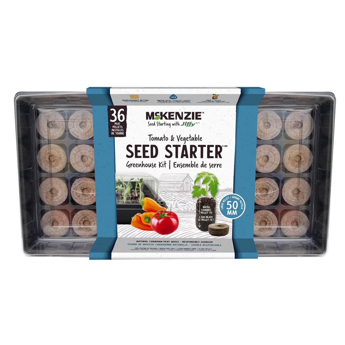 McKenzie Seeds with Jiffy Greenhouse Seed Starter Kit with 36 Peat