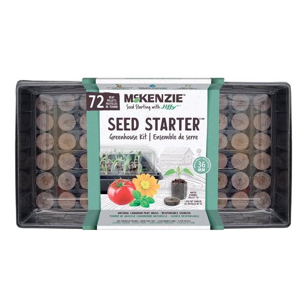 McKenzie Seeds with Jiffy Greenhouse Seed Starter Kit with 72 Peat Pellets (36MM) - Indoor Farmer