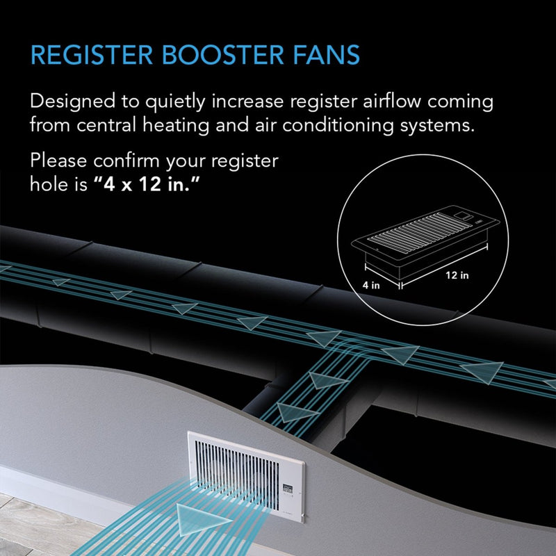 AC Infinity AIRTAP T4 Quiet Register Booster Fan White 4” x 12" - Indoor Farmer