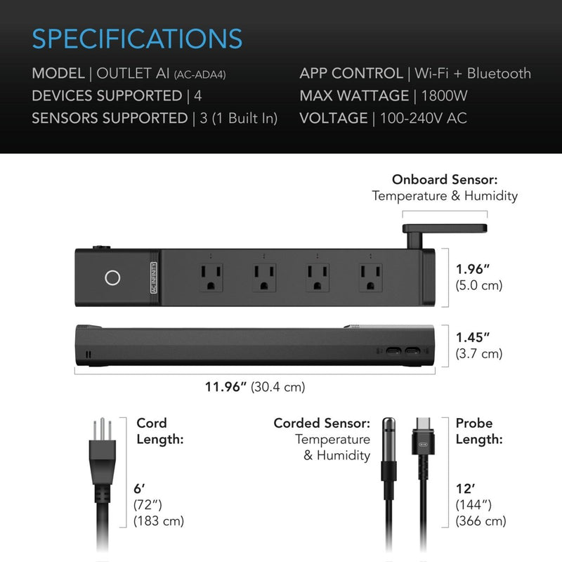 AC Infinity OUTLET AI Environment Controller – 4 Smart WiFi Outlets - Indoor Farmer