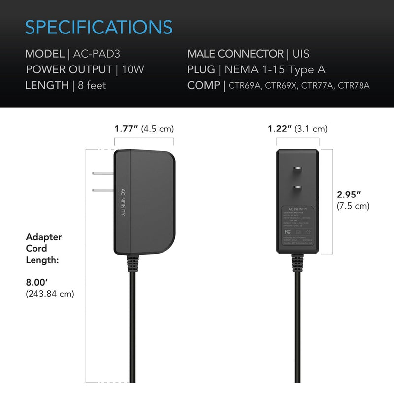 AC Infinity UIS Power Adapter for Controllers Not Powered by UIS Devices - Indoor Farmer