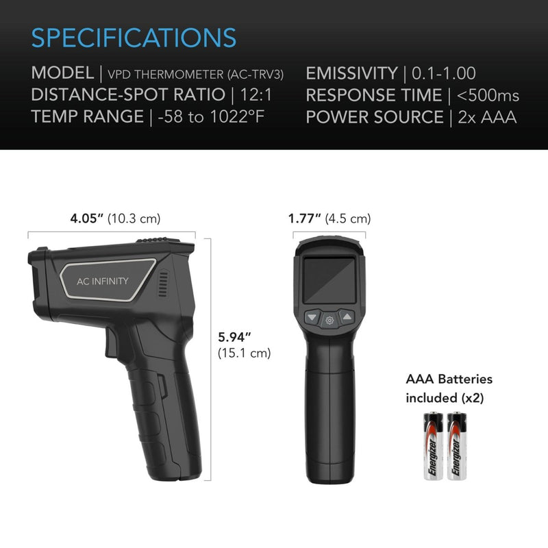 AC Infinity VPD Thermometer - Handheld Environmental Monitor - Indoor Farmer