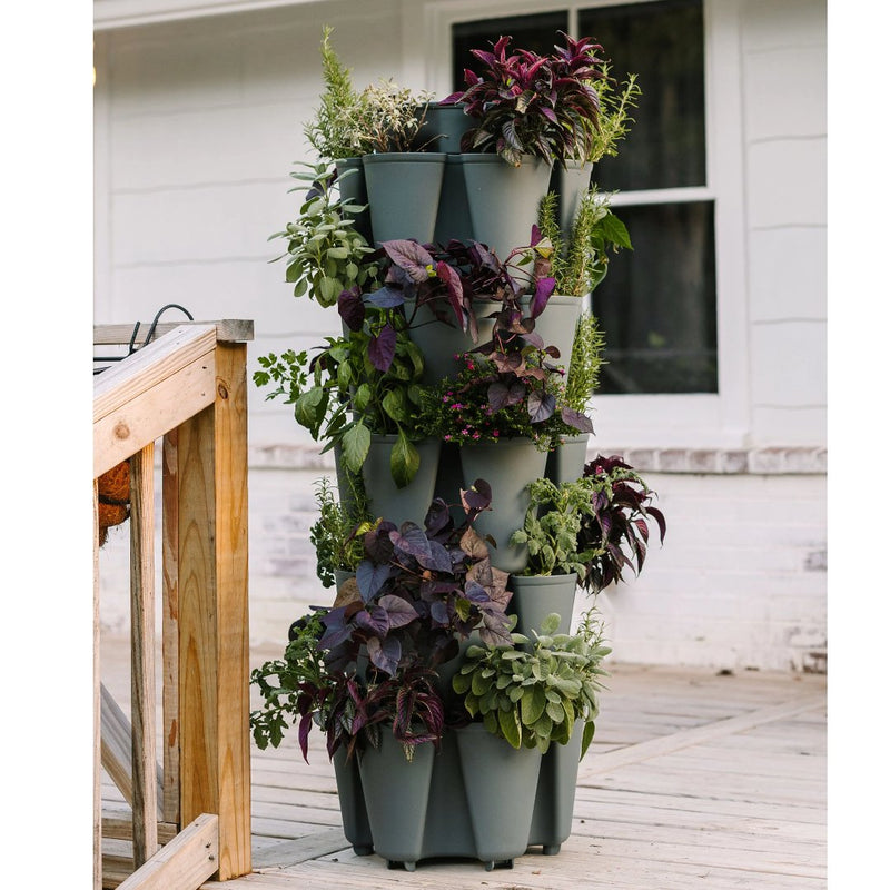 GreenStalk 5 Tier Original Vertical Planter - Basic Texture Peppercorn - Indoor Farmer