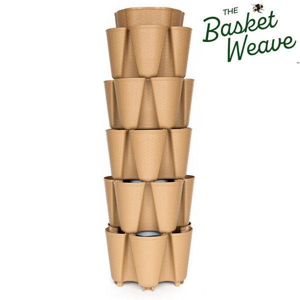 GreenStalk 5 Tier Original Vertical Planter - Basket Weave Texture - Indoor Farmer
