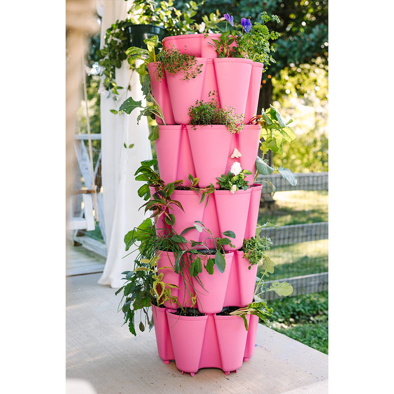 pink indoor planter GreenStalk 5 Tier Original Vertical Planter