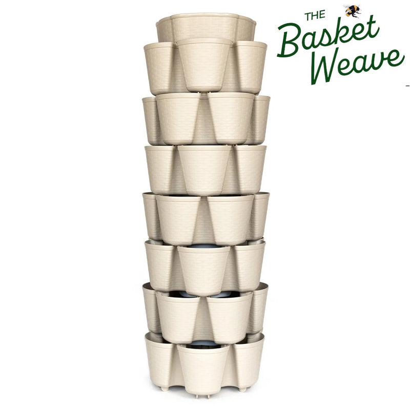 GreenStalk 7 Tier Leaf Vertical Planter - Basket Weave Texture - Indoor Farmer