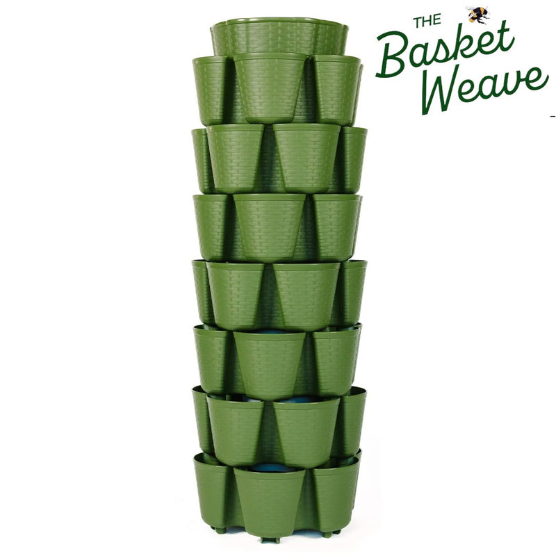 GreenStalk 7 Tier Leaf Vertical Planter - Basket Weave Texture - Indoor Farmer