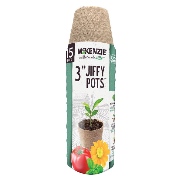 McKenzie Seeds with Jiffy Biodegradable Grow Pots 3 Inch (15 Pack) - Indoor Farmer