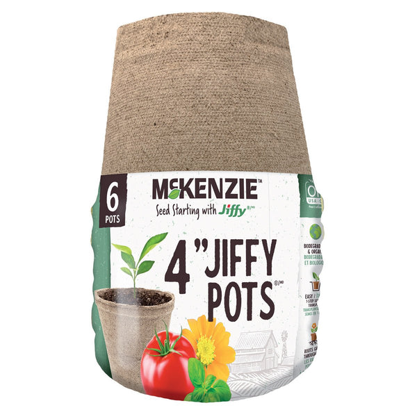 McKenzie Seeds with Jiffy Biodegradable Grow Pots 4 Inch (6 Pack) - Indoor Farmer