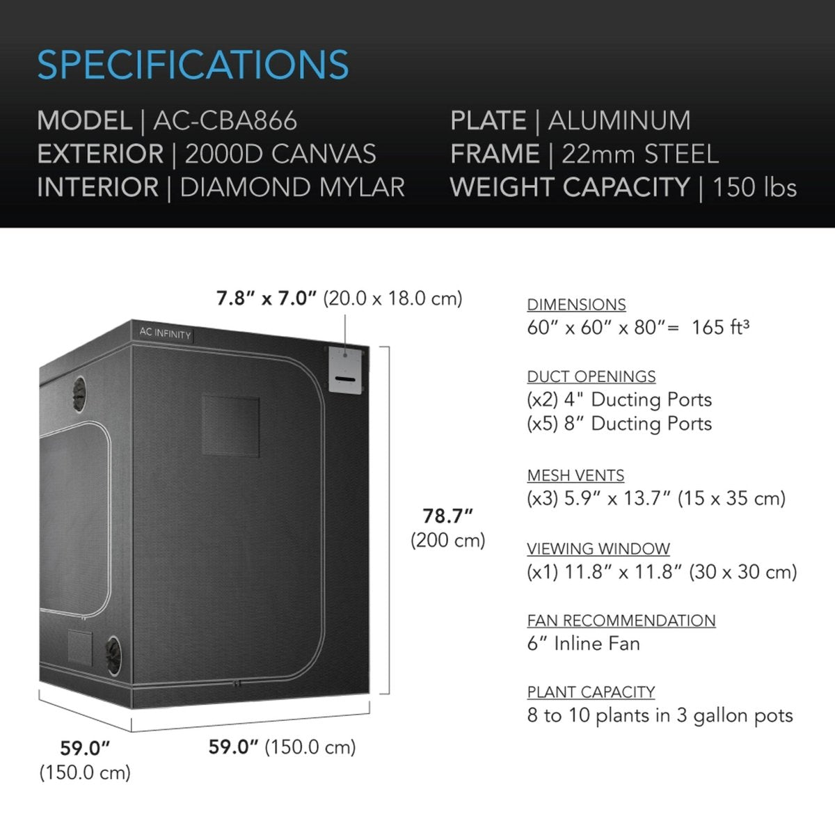 AC Infinity CLOUDLAB 866 Advance Grow Tent 60