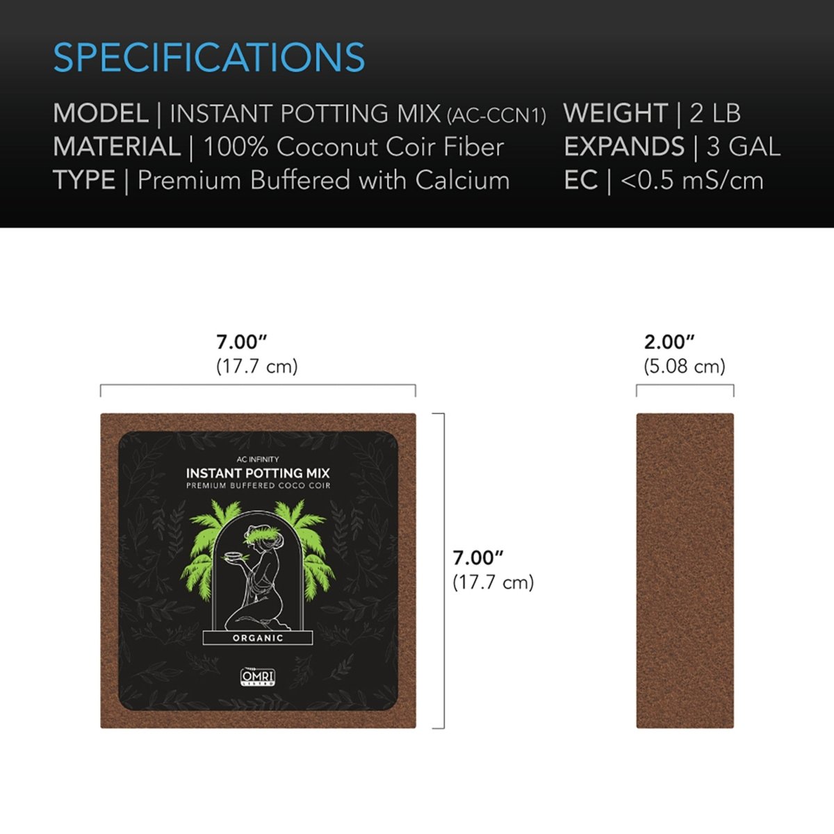 coco トナー2 PD1 0.5 1 AC Infinity Coco Coir Instant Potting Mix Brick 2LB