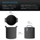 AC Infinity Heavy - Duty Round Fabric Pot (5 - PACK) - 1 Gallon - Indoor Farmer