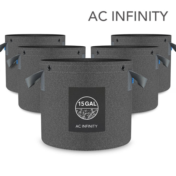AC Infinity Heavy-Duty Round Fabric Pot (5-PACK) - 15 Gallon - Indoor Farmer