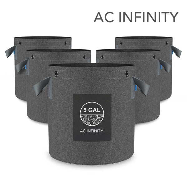 AC Infinity Heavy-Duty Round Fabric Pot (5-PACK) - 5 Gallon - Indoor Farmer