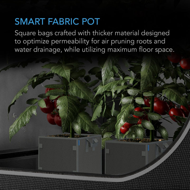 AC Infinity Heavy-Duty Square Fabric Pot (5-PACK) - 3 Gallon - Indoor Farmer