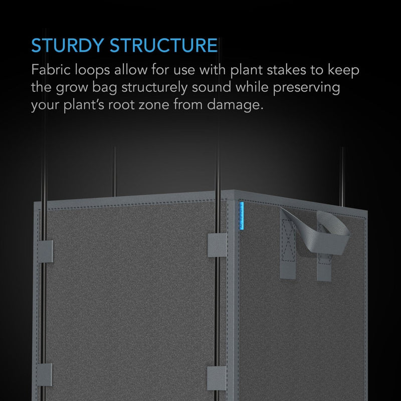 AC Infinity Heavy-Duty Square Fabric Pot (5-PACK) - 5 Gallon - Indoor Farmer