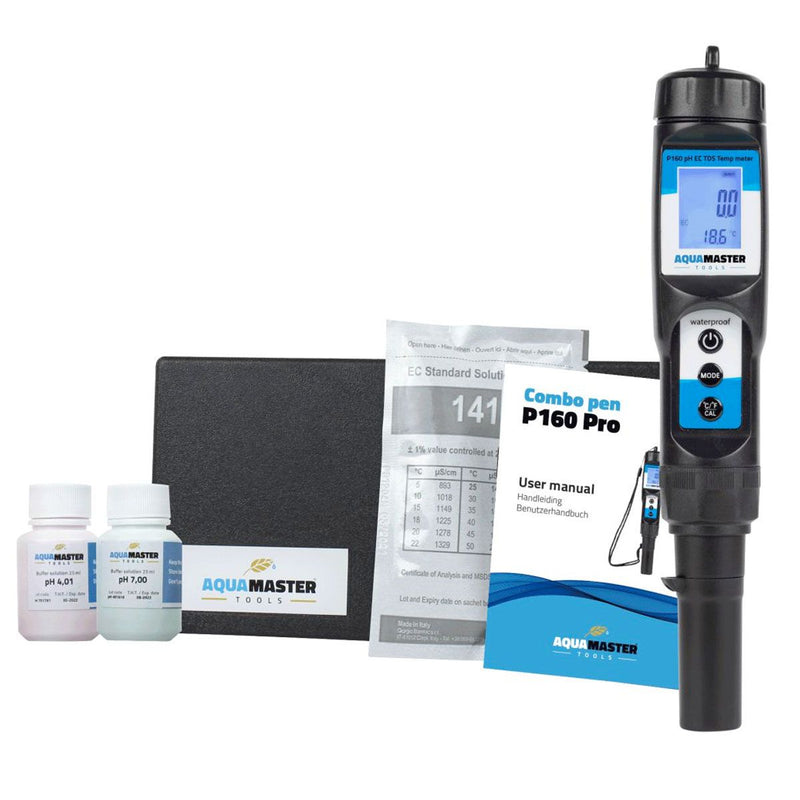 Aqua Master P160 Pro - pH EC PPM TDS Temp Combo Meter - Indoor Farmer