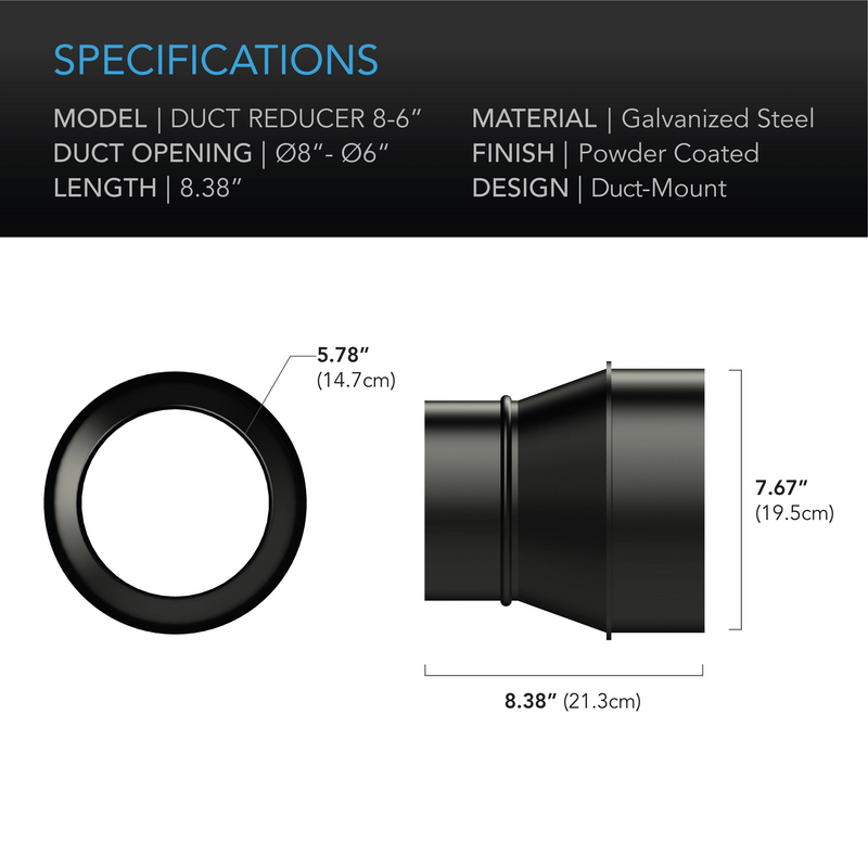 AC Infinity Duct Reducer Adapter Cone 6 - INCH to 4 - INCH - Indoor Farmer