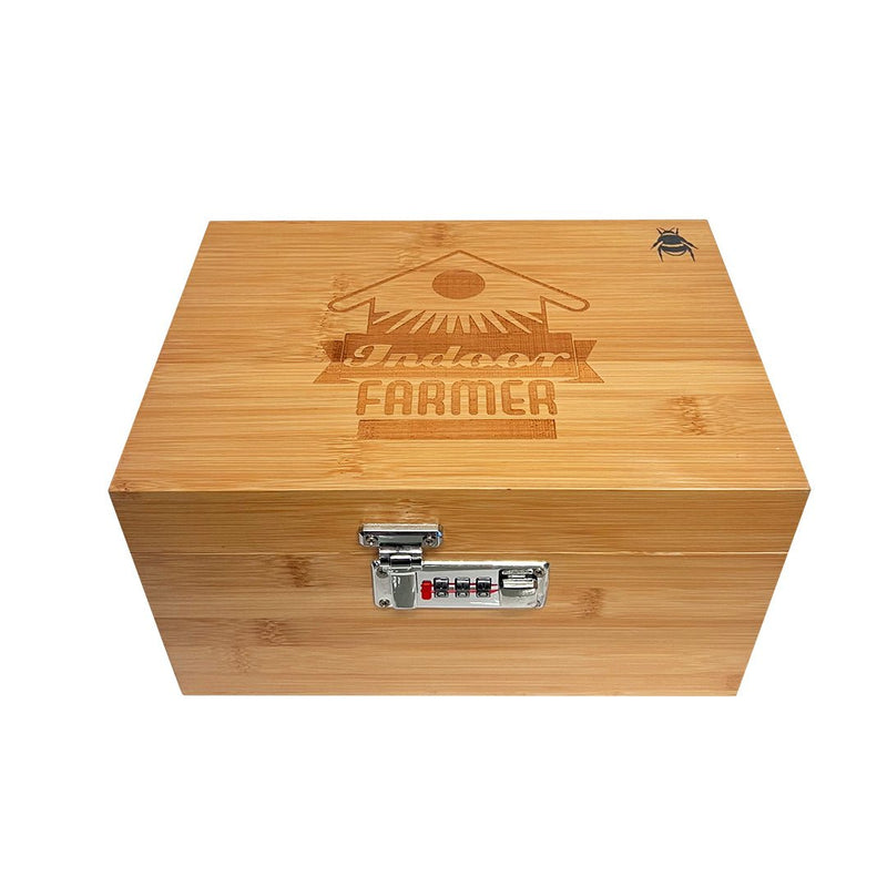 Bzz Box Locking Stash Box with Indoor Farmer Logo - Bamboo - Indoor Farmer
