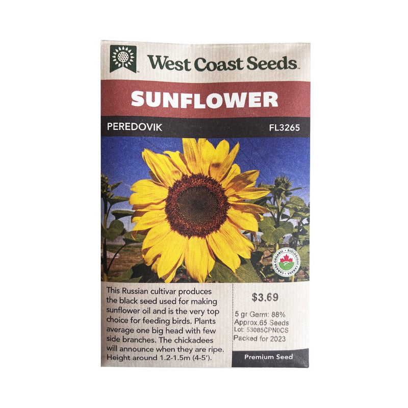 Flowers - Peredovik Organic Sunflower Seeds 5g (Approx. 90 seeds) - Indoor Farmer