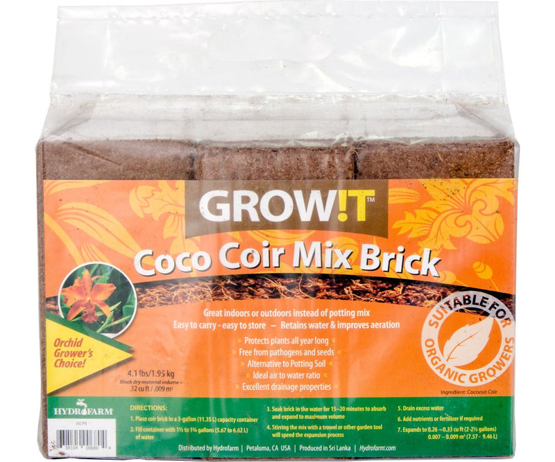 Grow!t Organic Coco Coir Mix Brick - Indoor Farmer
