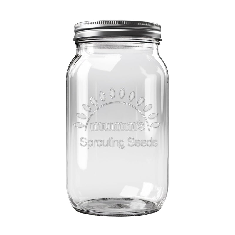 Mumm's Sprouting Seeds Glass Sprouting Jar 1 Litre - Indoor Farmer